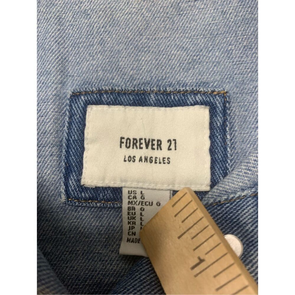 Distressed Button Down Denim Jacket - Picture 4 of 7